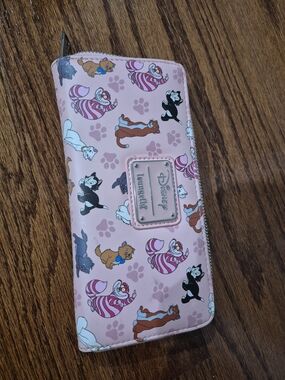Disney Loungefly Pink Cheshire Cat & Aristocats Zip Wallet